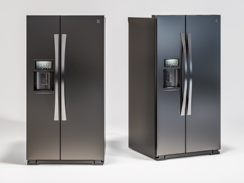  现代不锈钢双门冰箱3d模型 