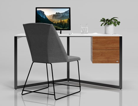  现代简约办公桌 椅子 电脑摆件组合3d模型 