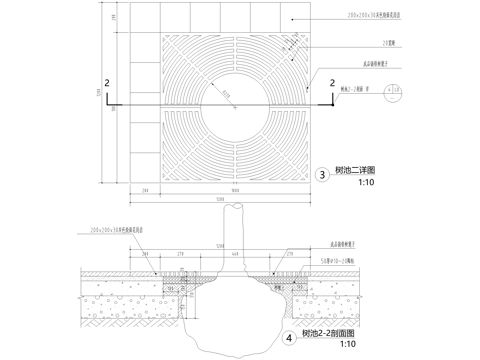 方形树池 篦子cad施工图