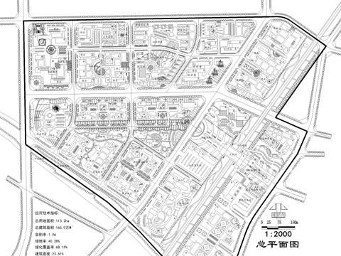 市中心区概念性城市设计规划总平面图cad施工图