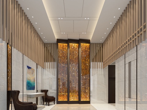  现代电梯厅3d模型 