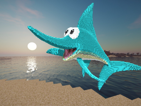  我的世界剑鱼建筑示意图3d模型 