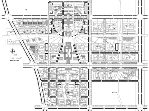 市区行政中心城市规划总平面图cad施工图