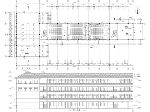 四层中学教学楼学校建筑结构cad施工图