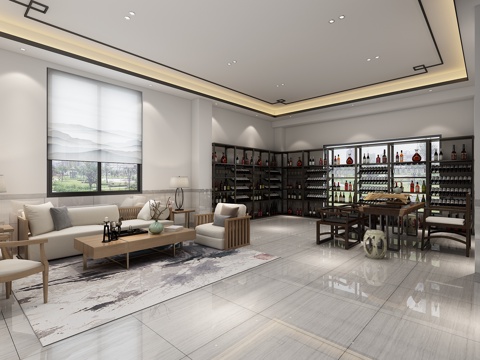  新中式沙发 酒架3d模型 