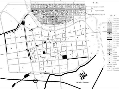 县城总体规划平面图 用地布局规划图 城市规划cad施工图