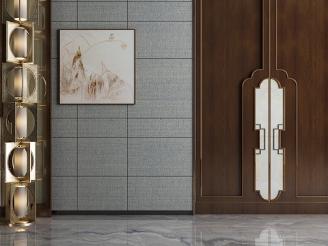  新中式装饰墙3d模型 