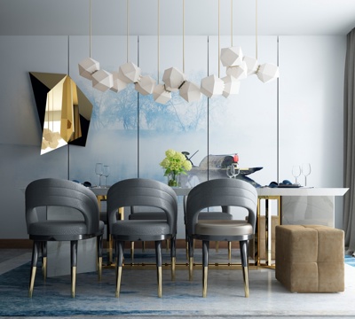  现代餐桌椅组合3d模型 