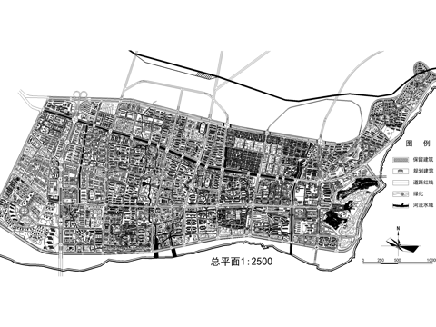 镇中心片区控制性详细规划平面图 城市规划cad施工图