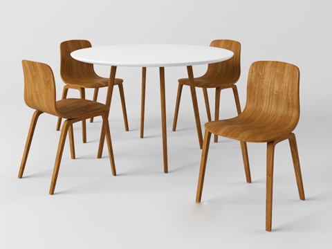  现代北欧原木圆餐桌3D模型3d模型 