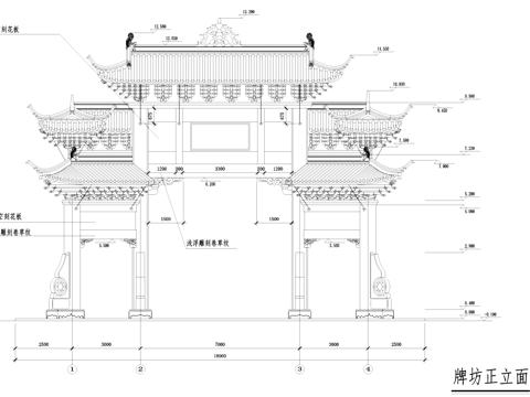 石柱木斗拱屋盖牌坊古建筑CAD施工图集cad施工图cad施工图