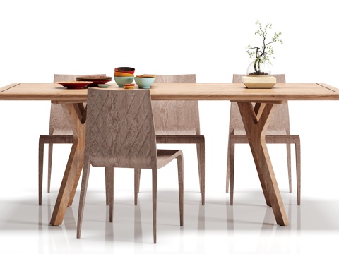  北欧餐桌椅子摆件组合3d模型 