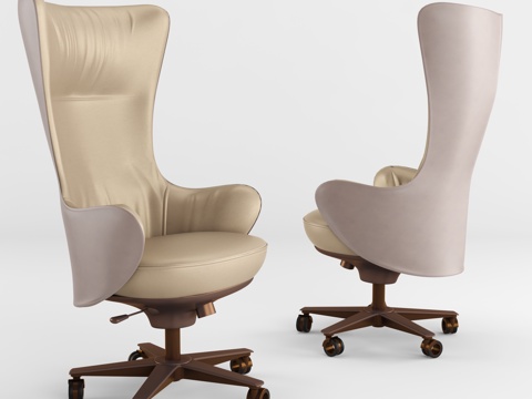  现代轻奢皮革书椅3d模型 