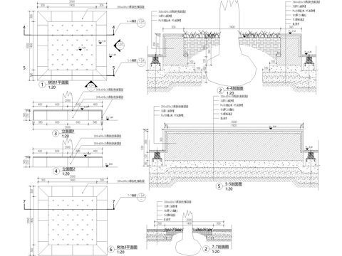 树池坐凳 方形矩形树池座椅 种植池cad施工图