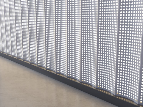  现代孔板 孔板背景墙 现代背景墙 展厅背景墙 弧形孔板 外墙3d模型 