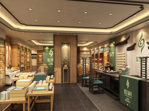  新中式现代茶叶店3D模型3d模型 