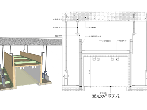 吊顶节点 亚克力板天花节点cad施工图