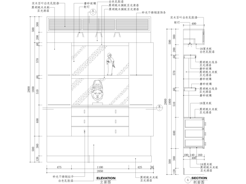 玄关隔断节点 柜子置物架cad施工图