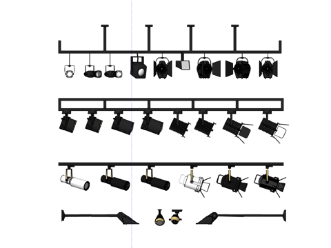 现代轨道射灯su模型