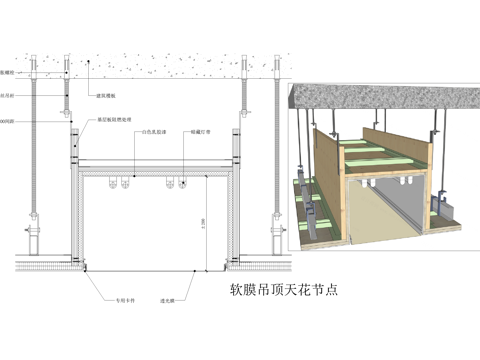 吊顶节点 软膜天花节点cad施工图