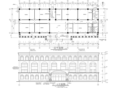 欧式四层中学教学楼学校建筑cad施工图