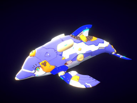  侧翼太空海豚3d模型 