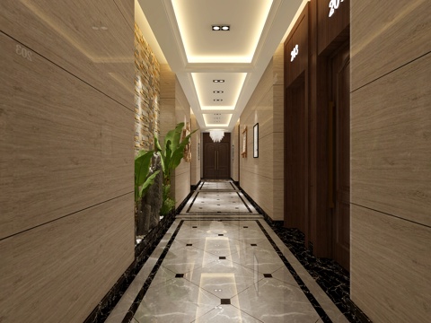  简欧风小过道3d模型 