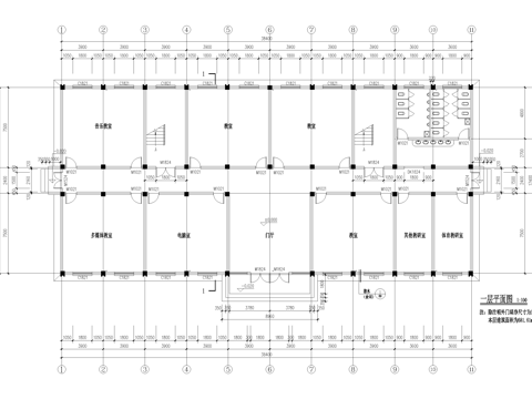 四层中学教学楼学校建筑cad施工图
