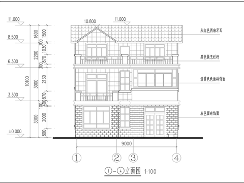 乡村自建房别墅建筑 最新全套施工图设计cad施工图