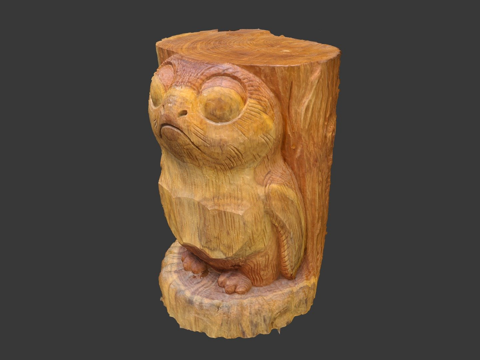  树干雕刻的波格鸟3d模型 
