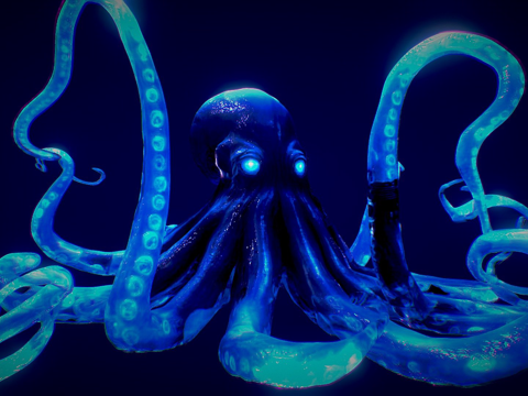  章鱼蓝色动物3d模型 