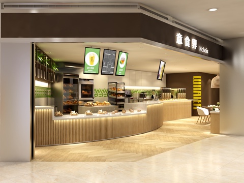  现代简欧甜品店3d模型 