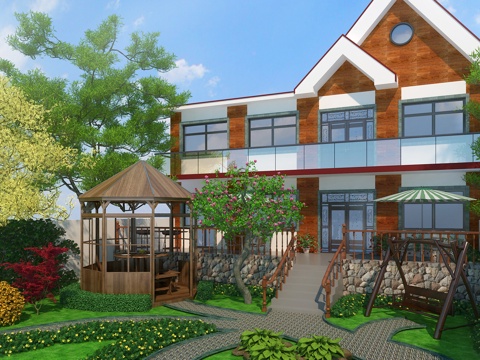  现代农家院 别墅小院景观3d模型 