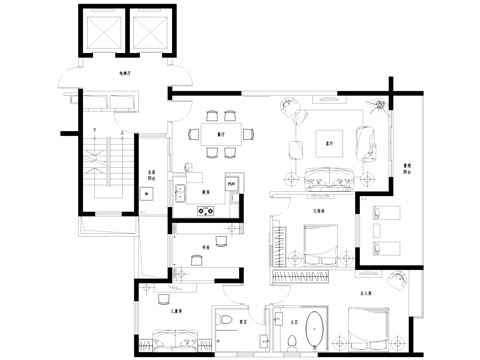 昆明二十四桥荷塘月色住宅室内家装CAD施工图集cad施工图