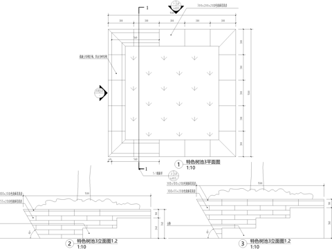 树池 方形矩形种植池cad施工图