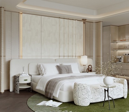  轻奢卧室3d模型 