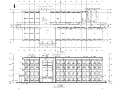 四层中学教学楼学校建筑cad施工图
