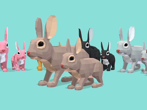  低多边形兔子包3d模型 