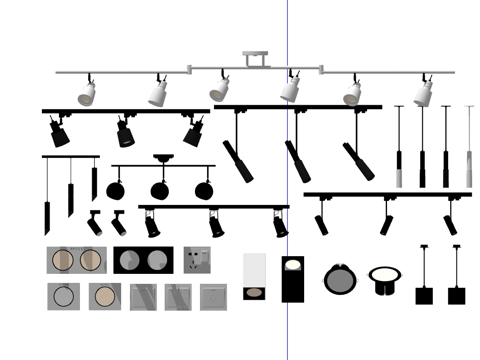 现代风格射灯轨道射灯su模型