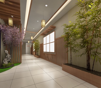  日式樱花走道3d模型 