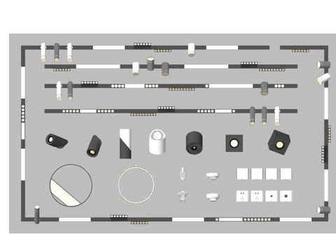 现代射灯合集su模型