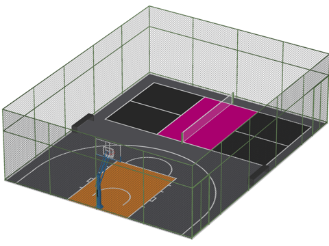 户外篮球场 匹克球场su模型
