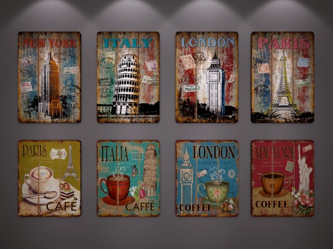  工业风挂画3d模型 