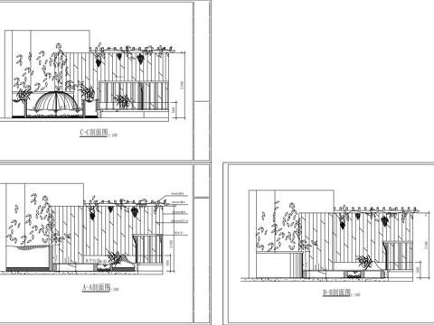  庭院花园施工图cad施工图 