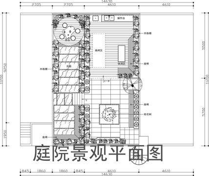 别墅庭院景观平面图cad施工图