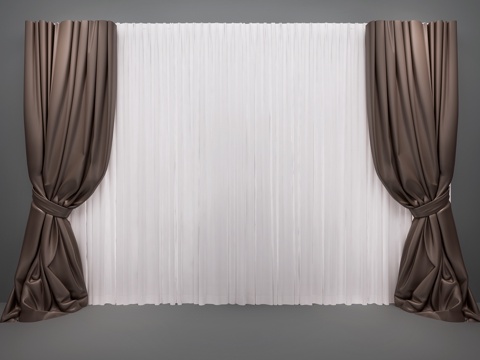  现代窗帘 北欧窗帘3d模型 