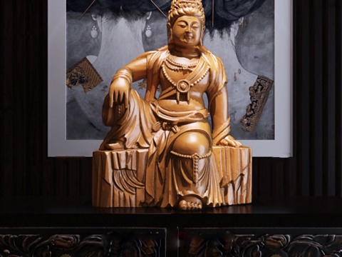  新中式坐观音佛像3D模型3d模型 