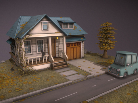  秋日房屋3d模型 
