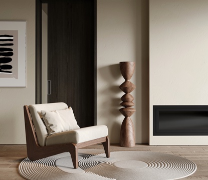 中古休闲椅 单人沙发 休闲沙发椅su模型