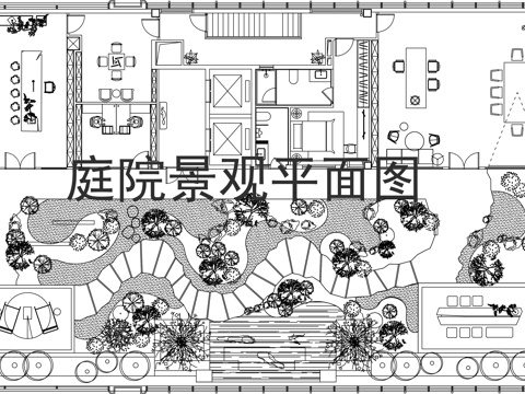 别墅庭院景观平面图cad施工图